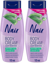 Nair Body Cream Hair Remover, Soothing Aloe and Water Lily, Dermatologist Tested Body Hair Removal Cream, with Evolved Ingredients, 12 Oz (Pack of 2)