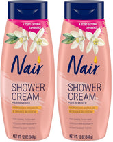 Nair Shower Cream Hair Remover with Moroccan Argan Oil and Orange Blossom, Body Hair Removal Cream for Women, 12 oz (Pack of 2)