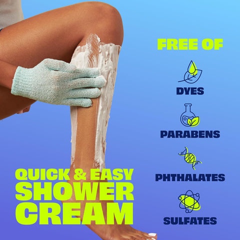 Nair Sensitive Formula Shower Cream, Quick and Easy Hair Removal Cream with Coconut Oil and Vitamin E for Body, 12 oz