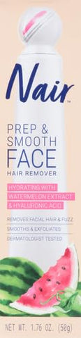 NAIR Prep & Smooth Face Exfoliating Depilatory Cream for Women - Effective Hair Removal for Smooth Skin with Hyaluronic Acid,1.76 oz,(Pack of 2)