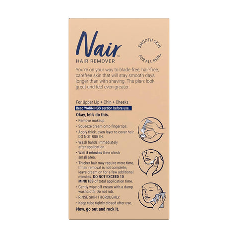 Nair Hair Remover Moisturizing Face Cream, with Sweet Almond Oil, 2OZ (Pack of 2)