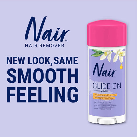 Nair Glide On Hair Removal Cream, Arm, Leg, and Bikini Hair Remover, Depilatory Cream, 3-pack, 3.3 oz Stick