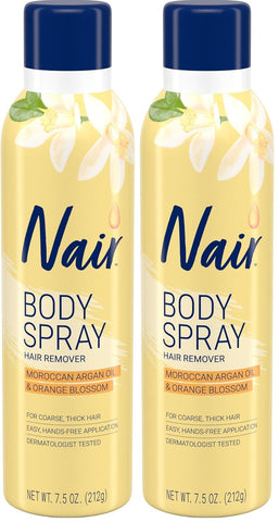 Nair Hair Remover Body Spray, Arm, Leg and Bikini Hair Removal Spray, 7.5 Oz Can (Pack of 2)