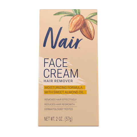 Nair Hair Remover Moisturizing Face Cream, with Sweet Almond Oil, 2OZ