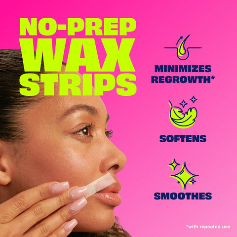 Nair Hair Remover Wax Ready Strips, Face and Bikini Hair Removal Wax Strips, Orchid and Cherry Blossom Extracts, Dermatologist Tested, Plus 4 Non-Flushable Post Wipes, 40 Count (Pack of 2)