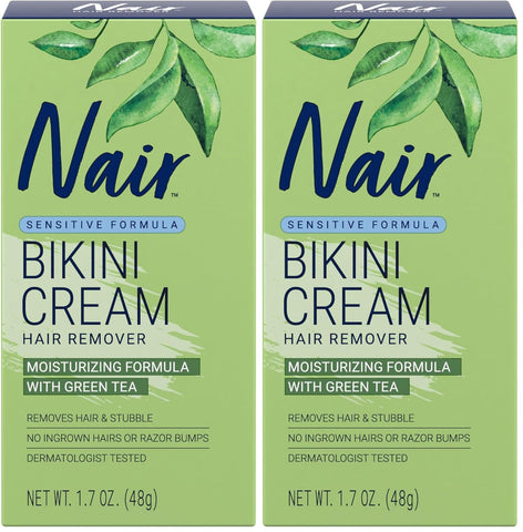 Nair Bikini Cream with Green Tea Sensitive Formula,1.7 Ounce,(Pack of 2)